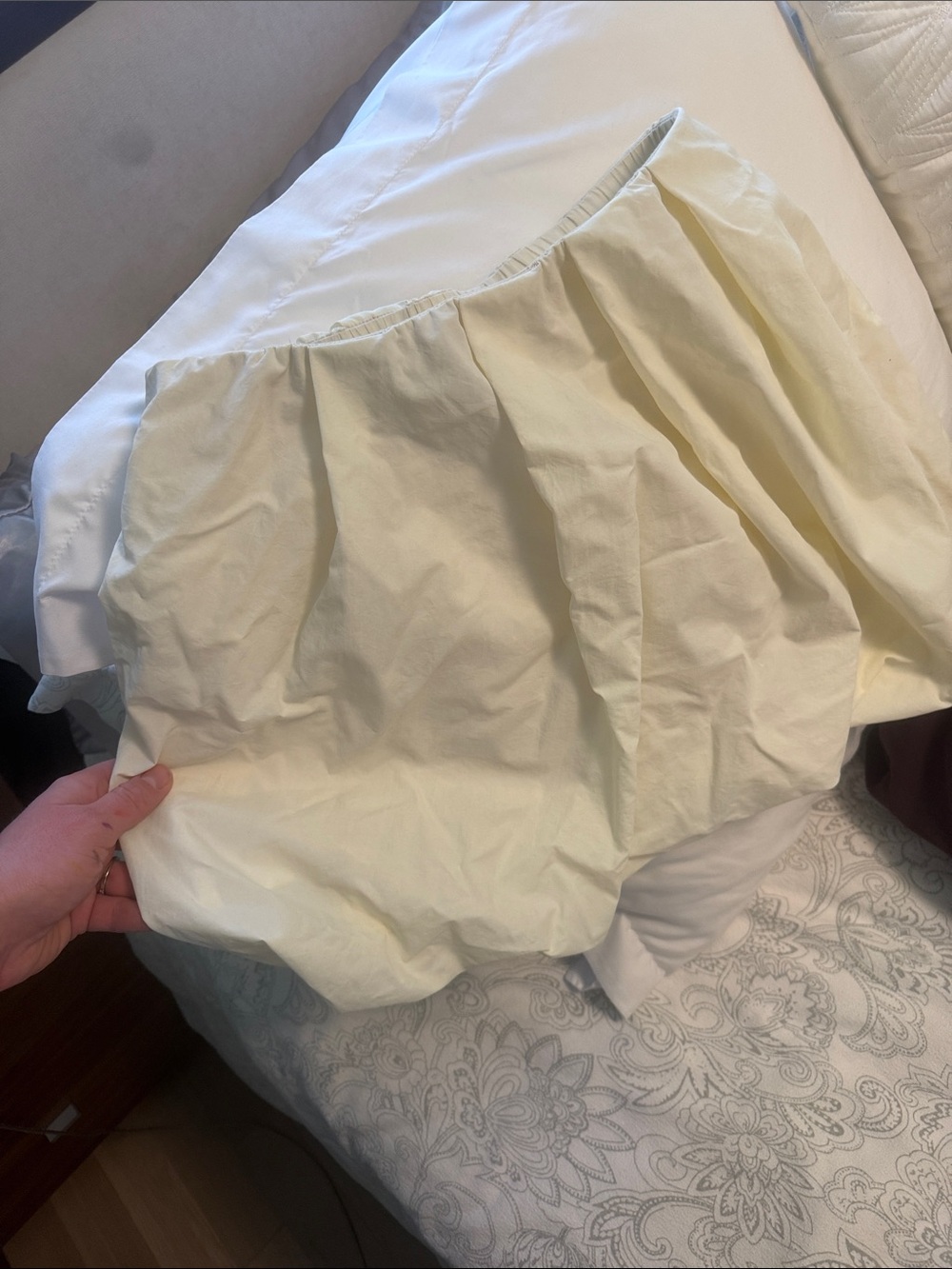 Pale yellow/Ivory Bubble Mini Skirt with pockets